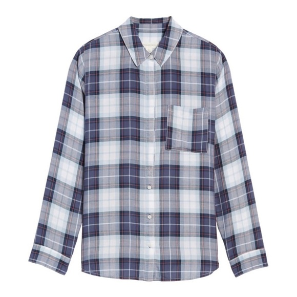Treasure & Bond Classic Plaid Shirt Blue Small - Picture 4 of 11